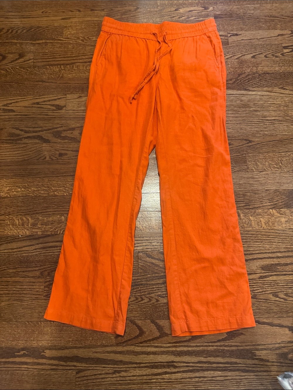 Ann Taylor Factory Linen-Blend Orange Wide Leg Pull On Pants Size Small